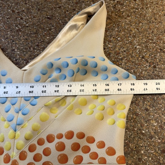 Eva Franco Dress Womens 10 Multicolor Polka Dot Fit & Flare V Neck Knee Length - Picture 9 of 11